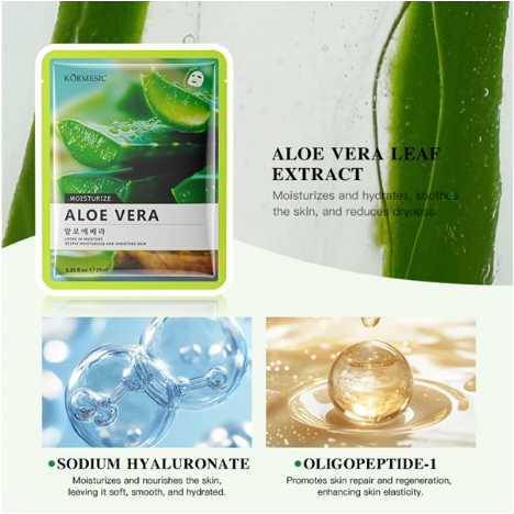 KORMESIC ALOE VERA SHEET MASK 25 ml @10PCS